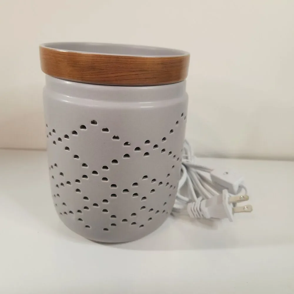 Better Homes & Gardens Plug In Gray Pierced Quilted Ceramic Wax Fragrance Warmer